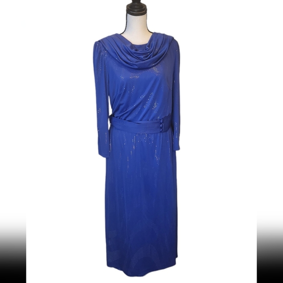 Vintage 1970s or 1980s Blue West Germany‎ Dress Size Medium - Picture 1 of 13